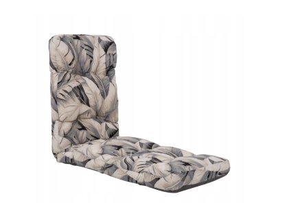 Polstr podsedák na zahradní lehátko Šedé listy 175 × 48 cm – šedý  Potah na zahradní lehátko, vícebarevný