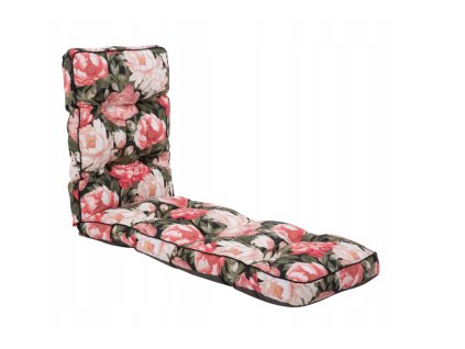 Polstr podsedák na zahradní lehátko Pivoňky 180 × 48 cm – černý  Polstr na zahradní křeslo, vícebarevný