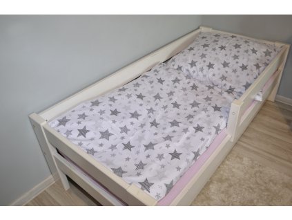 Bavlněné povlečení černé vzorované hvezdičky 140x200cm / 70x80cm bílé